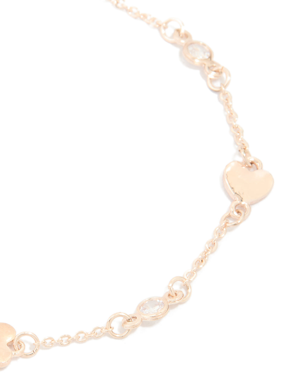 Rose Gold Plated Cubic Zirconia Hearts Bracelet