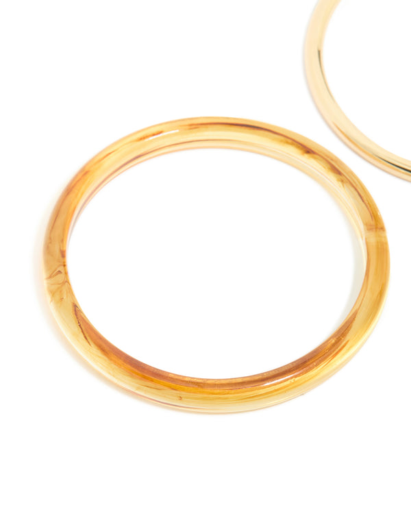 Showcasing gold plated acrylic bangles in a 2-pack front view