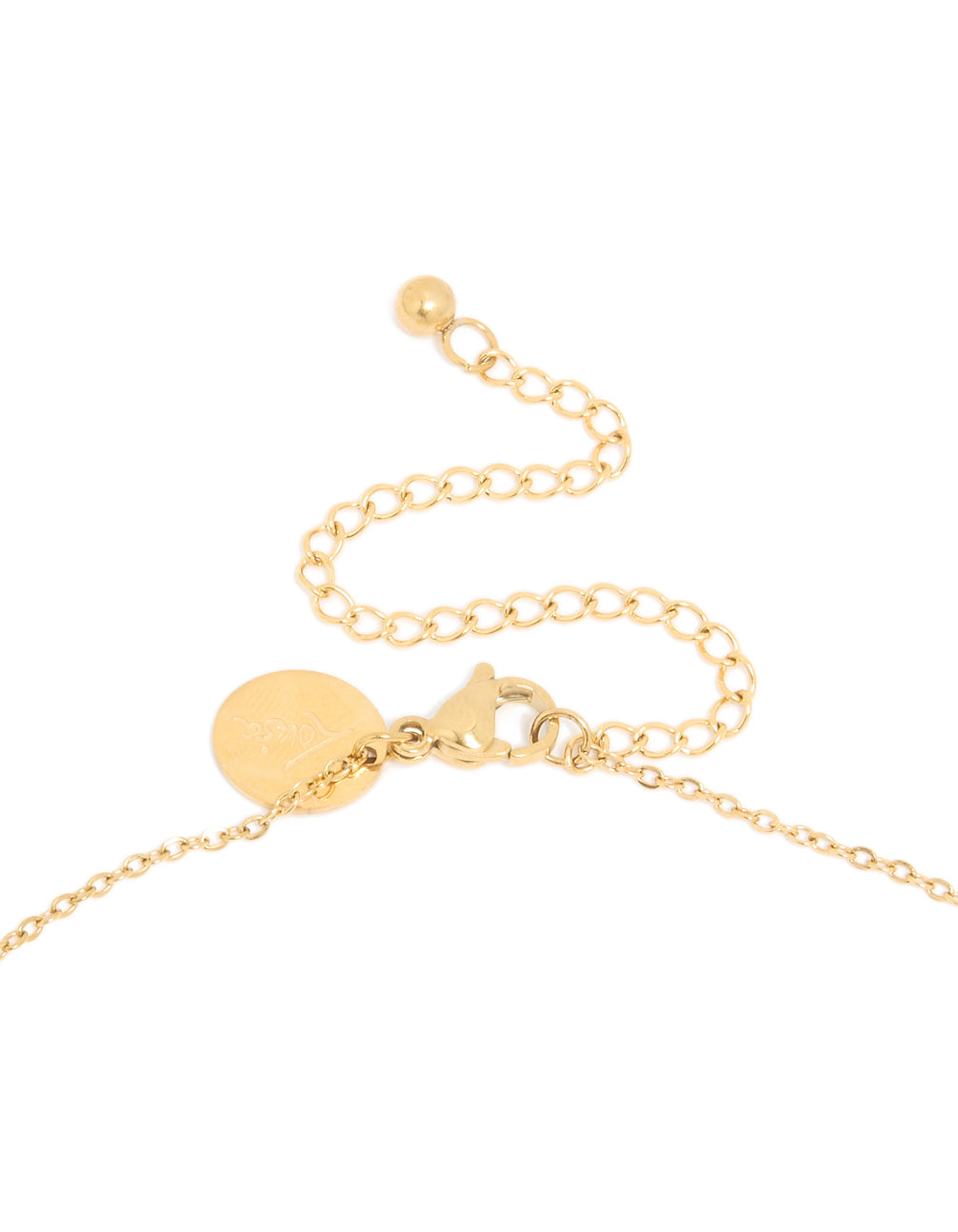 Designed with waterproof cross pendant in gold plated stainless steel clasp detail view