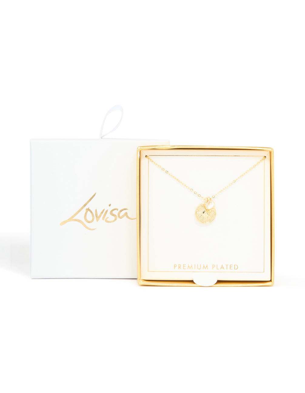 Gold Plated Cubic Zirconia & Star Disc Pendant Necklace