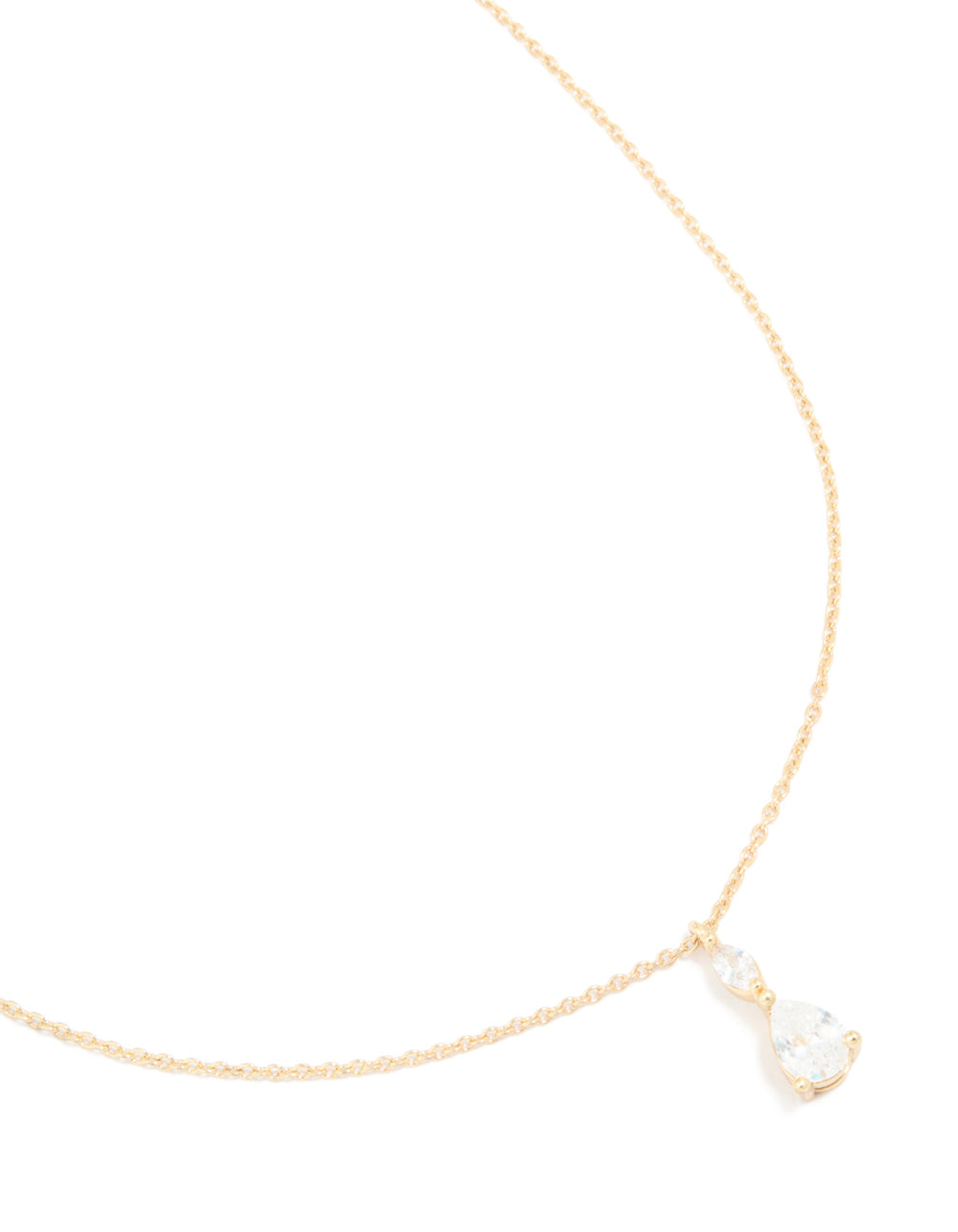 Gold Plated Cubic Zirconia Solitaire Pendant Necklace