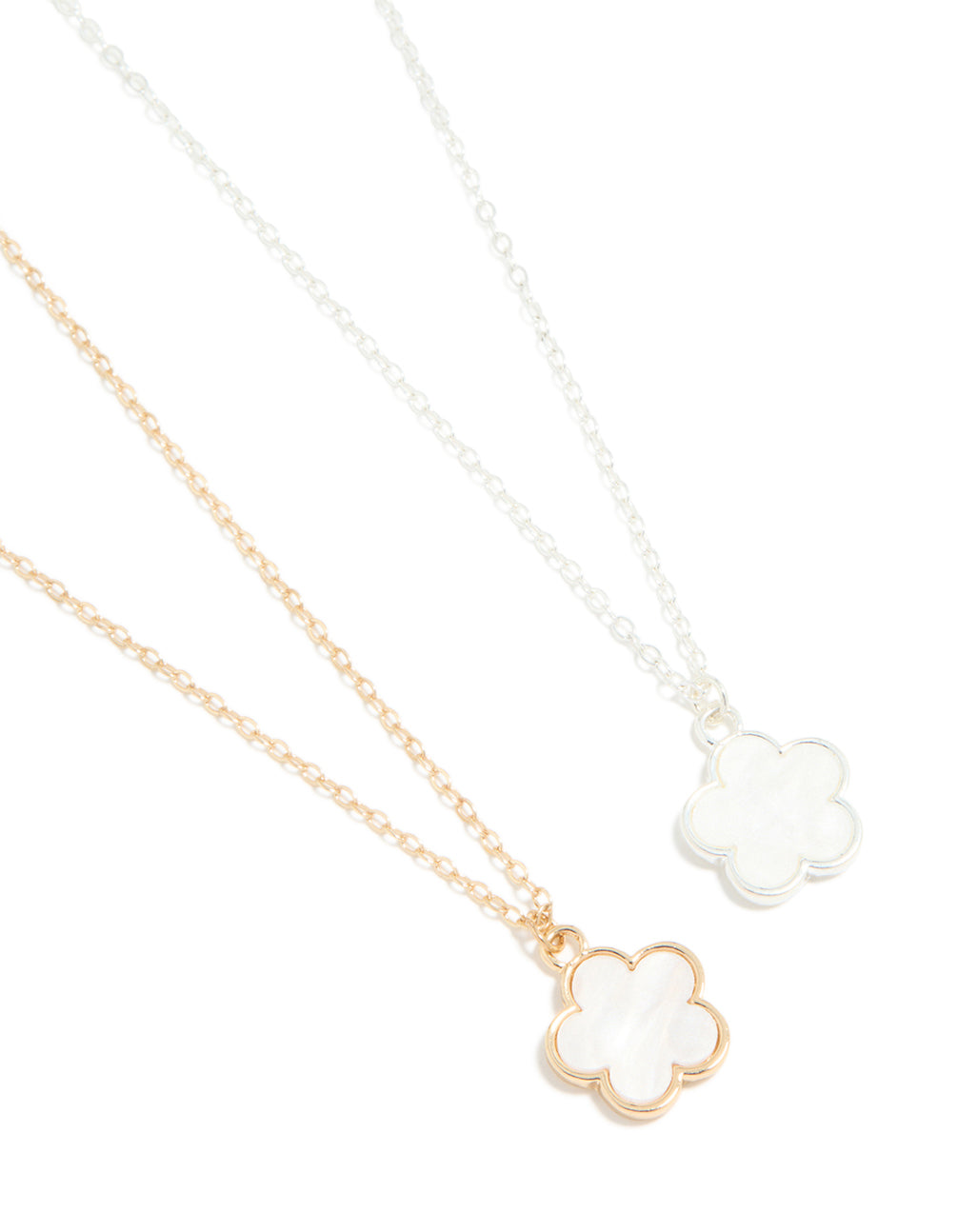 Mixed Metal Flower Necklaces 2-Pack