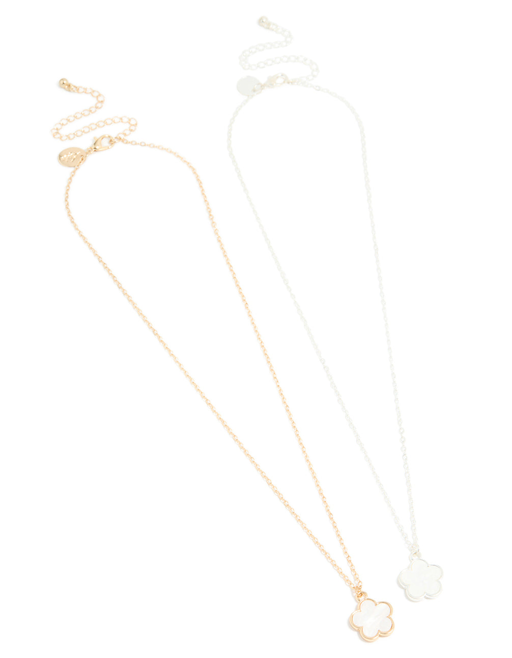 Mixed Metal Flower Necklaces 2-Pack