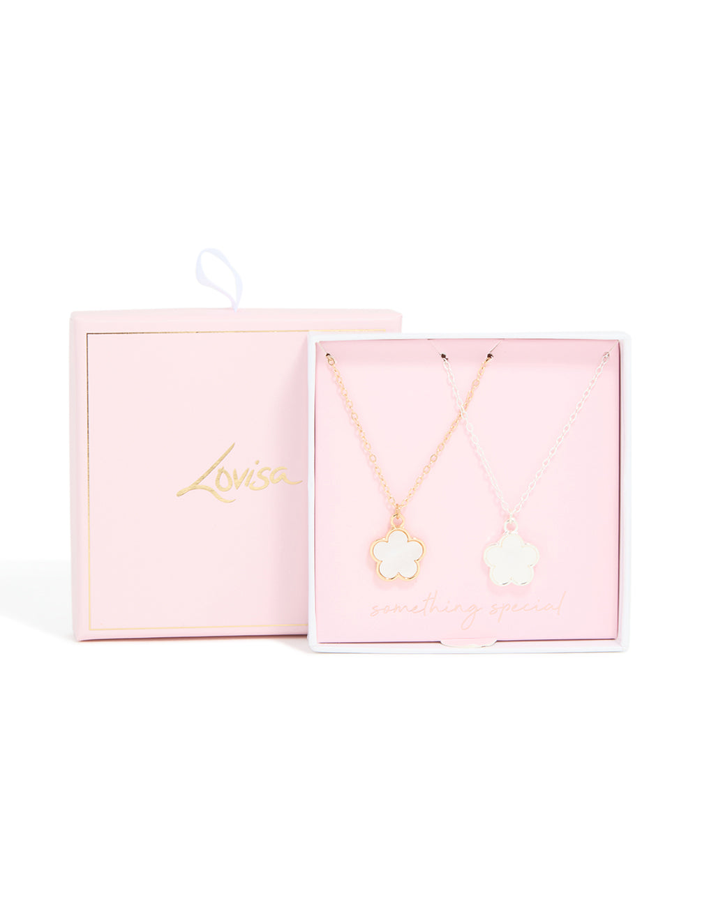Mixed Metal Flower Necklaces 2-Pack