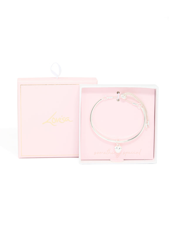 Silver Heart Toggle Bangle