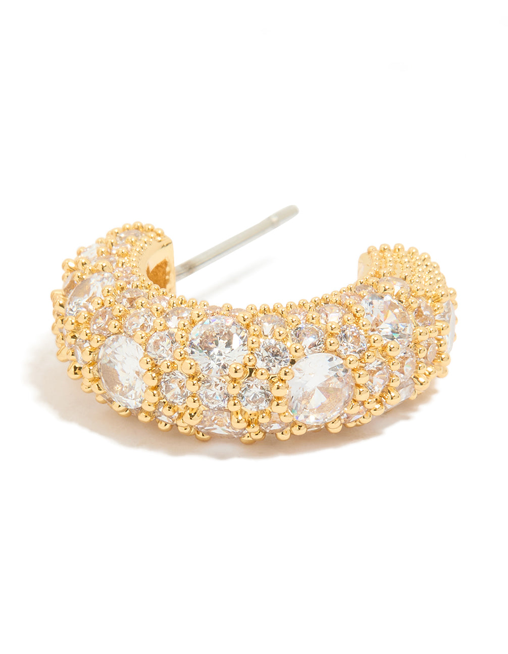 Gold Plated Cubic Zirconia Medium Hoop Earrings