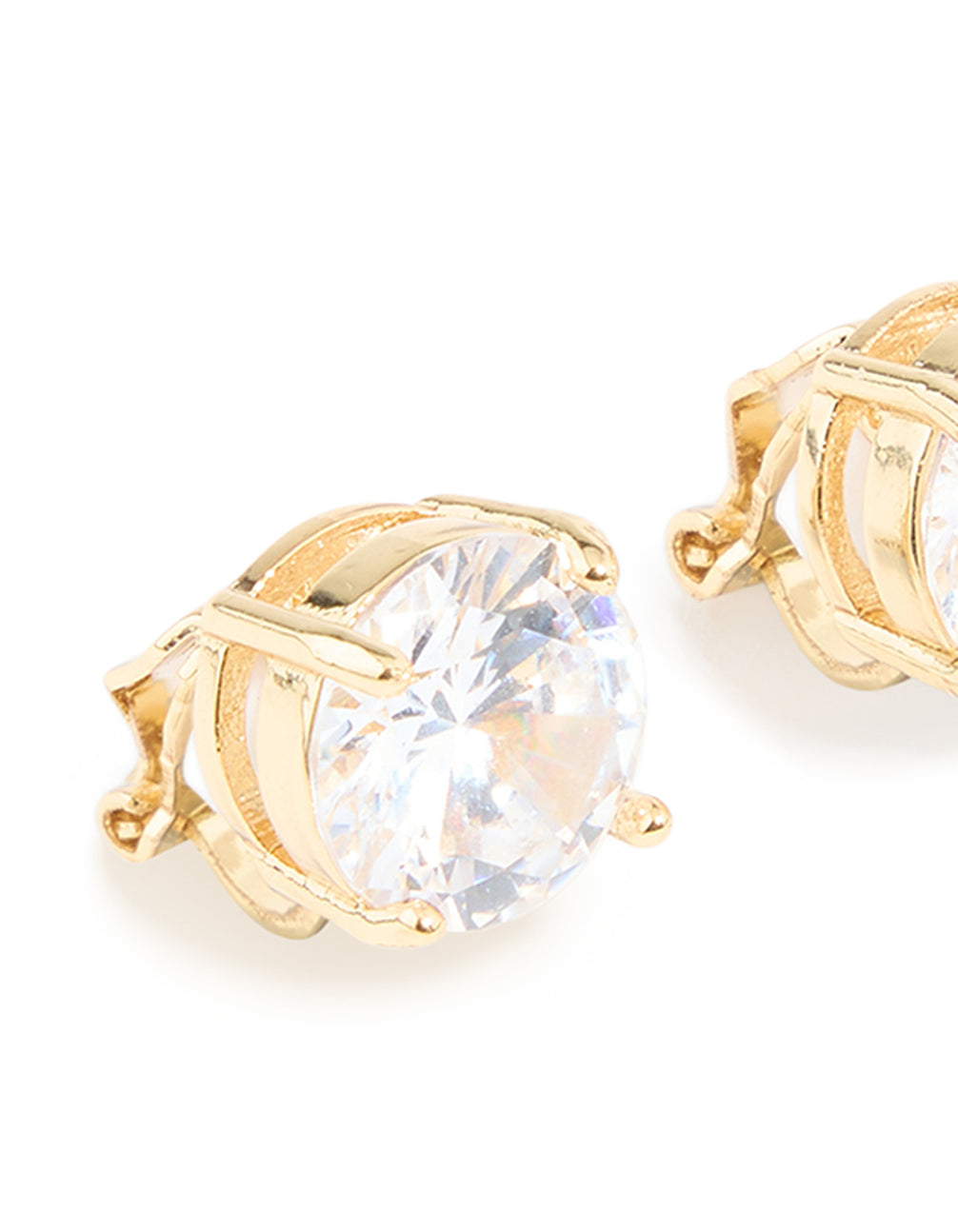 Gold Plated Cubic Zirconia Clip-On Stud Earrings