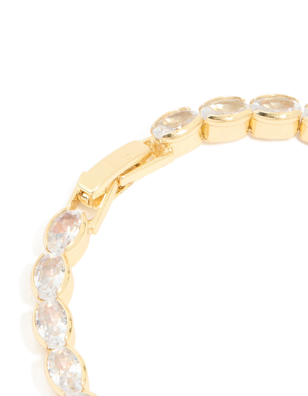 Gold Plated Cubic Zirconia Oval Chunky Tennis Bracelet