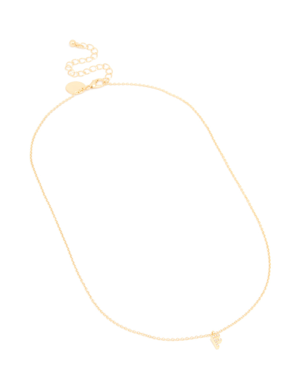 Gold Plated Cubic Zirconia Letter F Necklace
