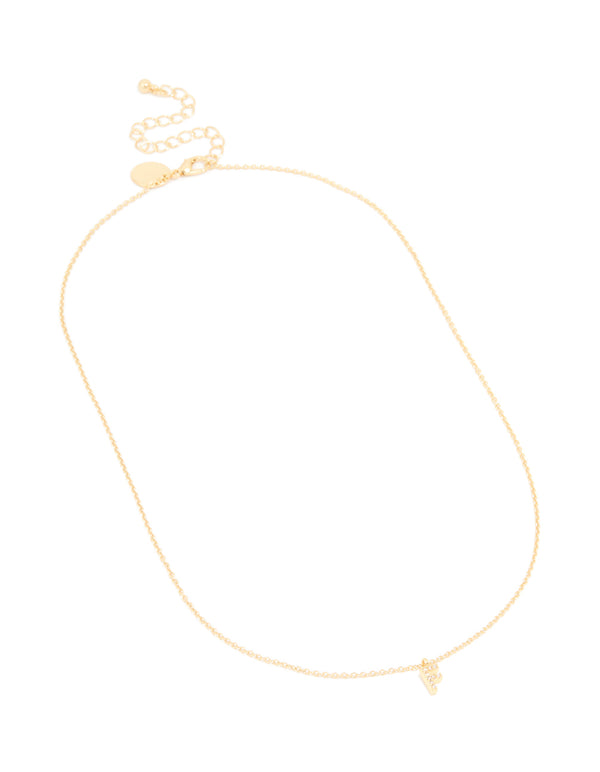 Gold Plated Cubic Zirconia Letter F Necklace