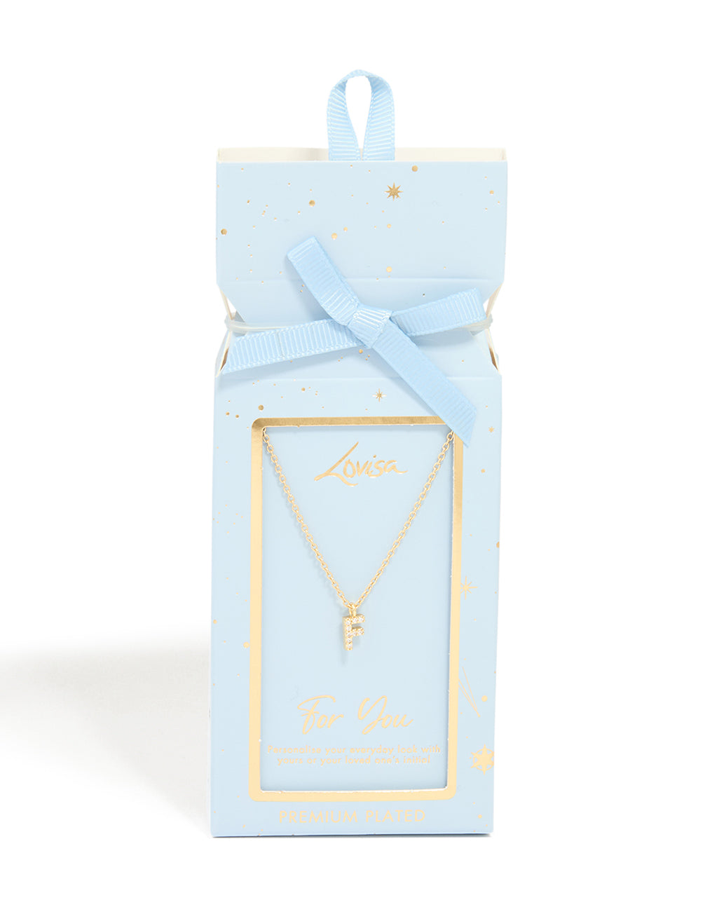 Gold Plated Cubic Zirconia Letter F Necklace