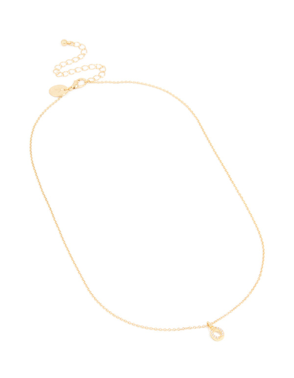 Gold Plated Brass Cubic Zirconia Letter O Necklace