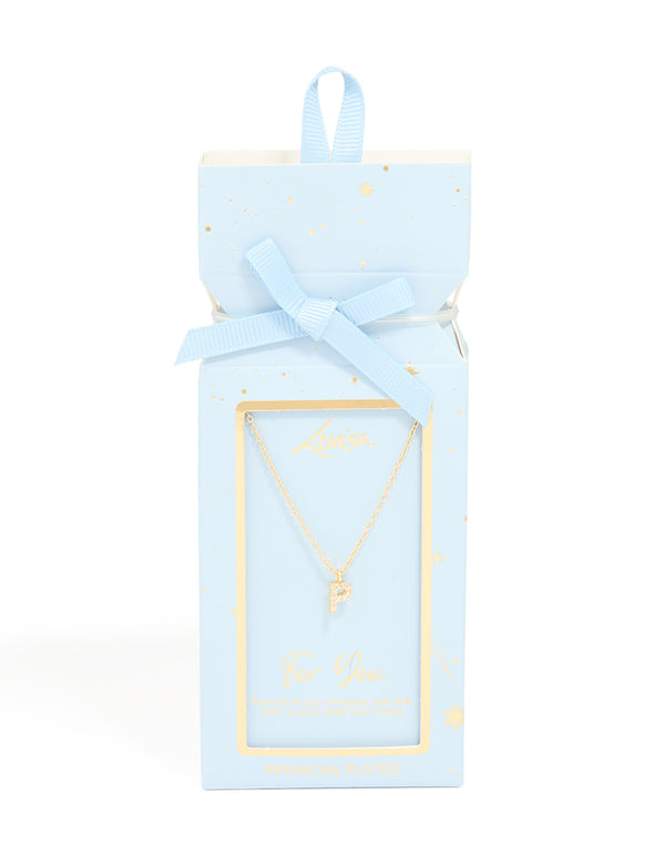 Gold Plated Cubic Zirconia Letter P Necklace