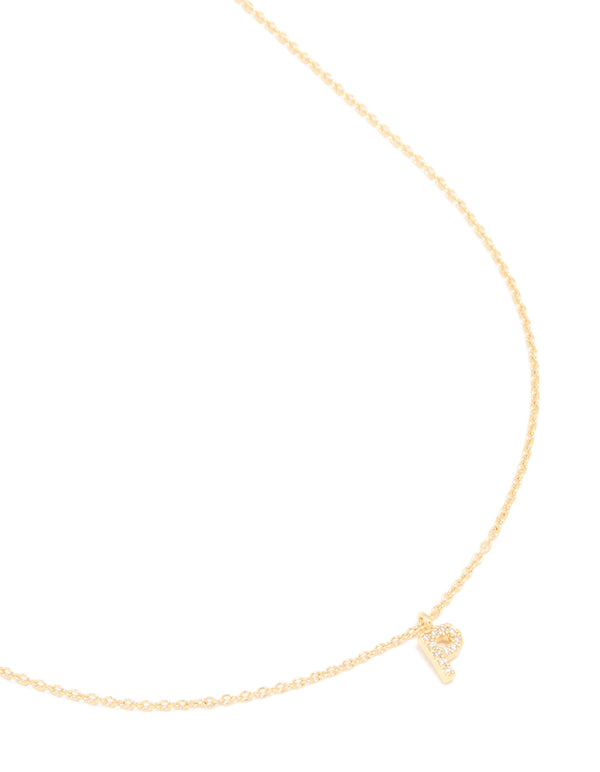 Gold Plated Cubic Zirconia Letter P Necklace