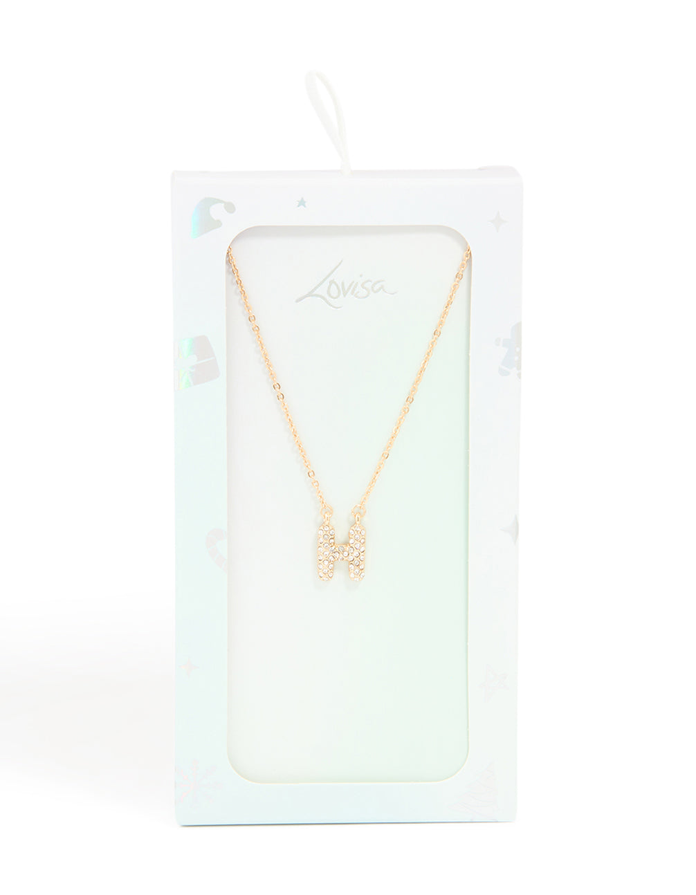 Kids Gold Cubic Zirconia Letter H Necklace