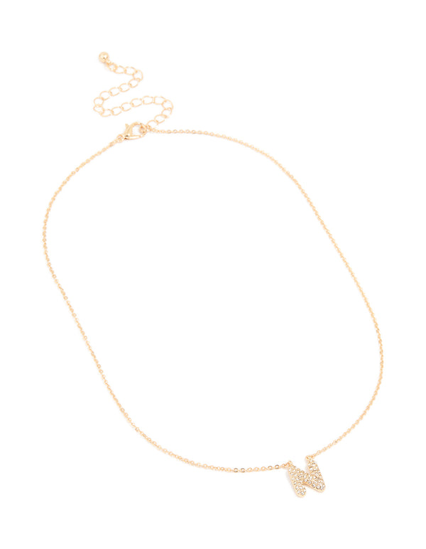 Kids Gold Cubic Zirconia Letter N Necklace