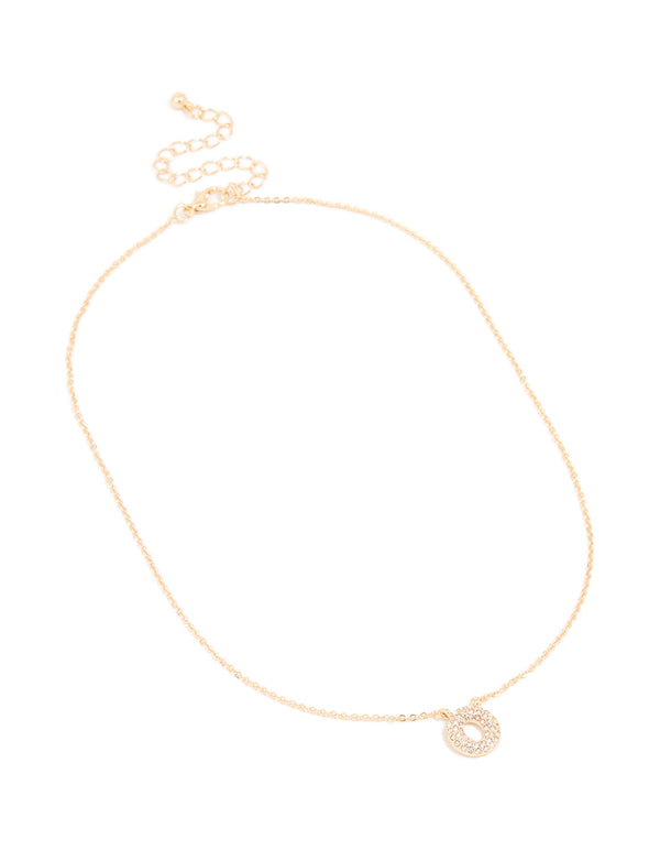 Kids Gold Cubic Zirconia Letter O Necklace