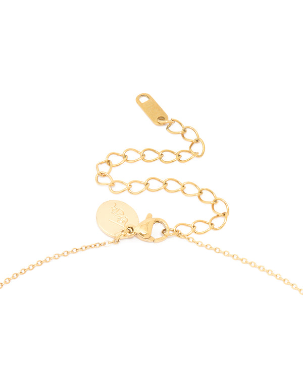 Waterproof Gold Plated Stainless Steel Cubic Zirconia Capricorn Zodiac Sign Necklace