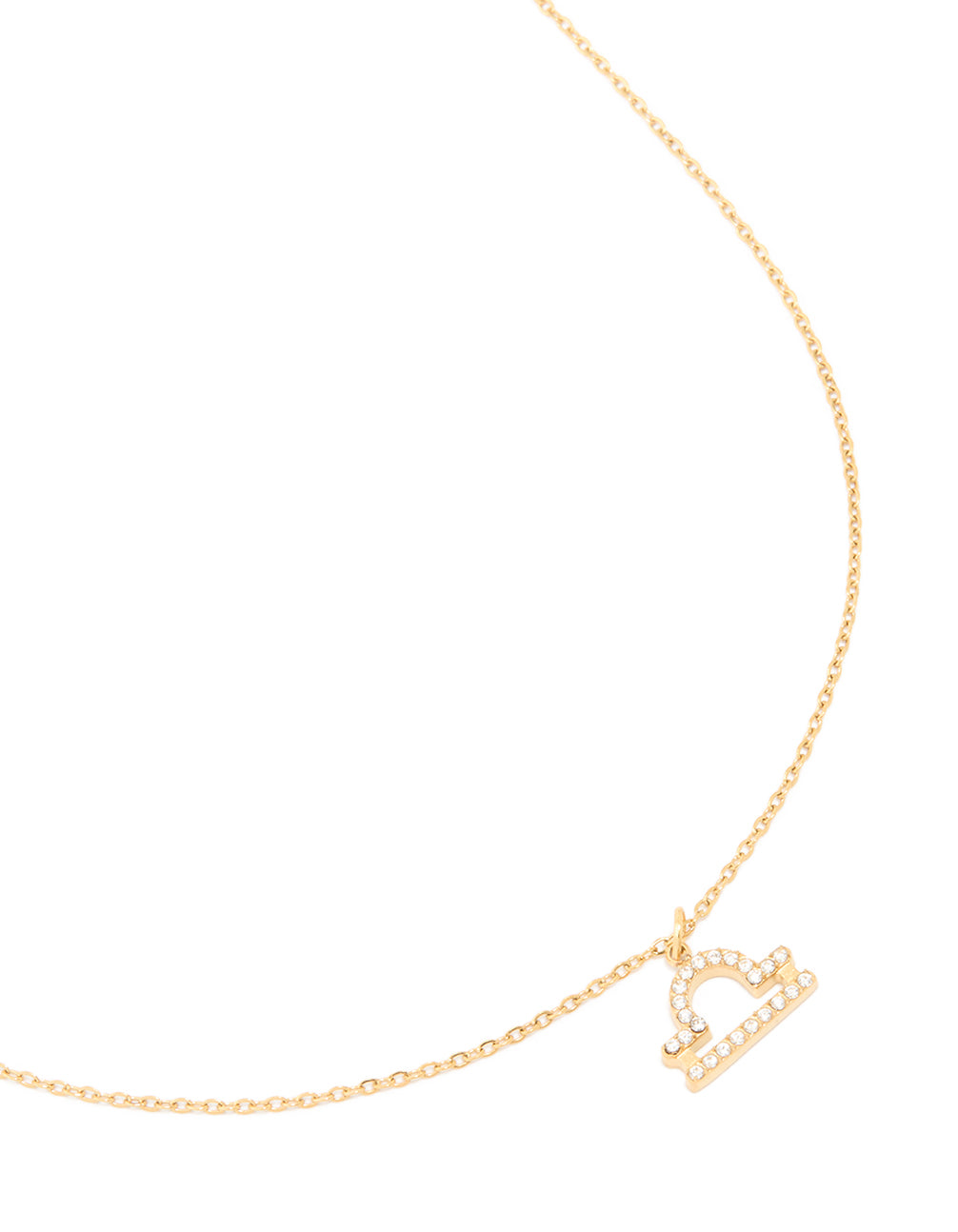 Waterproof Gold Plated Stainless Steel Cubic Zirconia Libra Zodiac Sign Necklace
