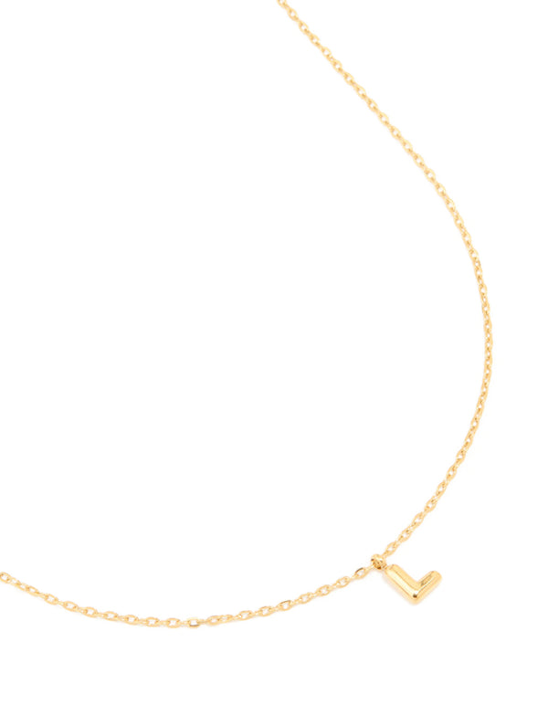 Waterproof Gold Plated Stainless Steel Mini Bubble Letter L Necklace