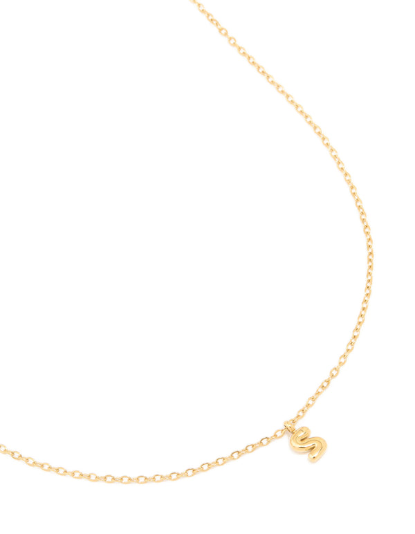 Waterproof Gold Plated Stainless Steel Mini Bubble Letter S Necklace