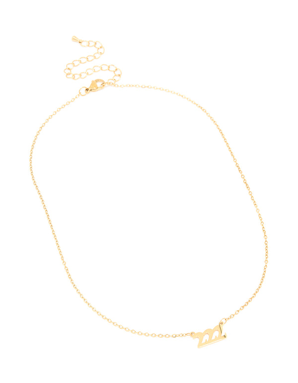 Crafted from waterproof gold plated stainless steel angel number 222 necklace front view
