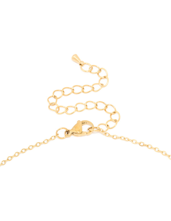 Highlighting waterproof gold plated stainless steel angel number 222 necklace clasp detail view
