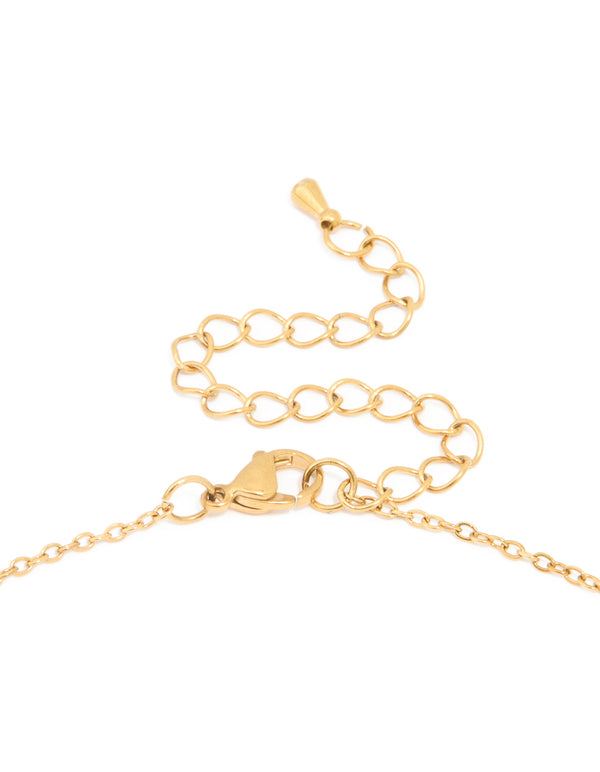 Highlighting the waterproof gold plated stainless steel angel number 888 necklace with numbers feature and lobster clasp detail view