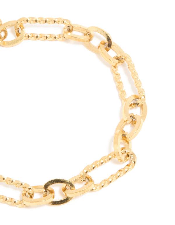 Waterproof Gold Plated Stainless Steel Multi-Link Chain Bracelet