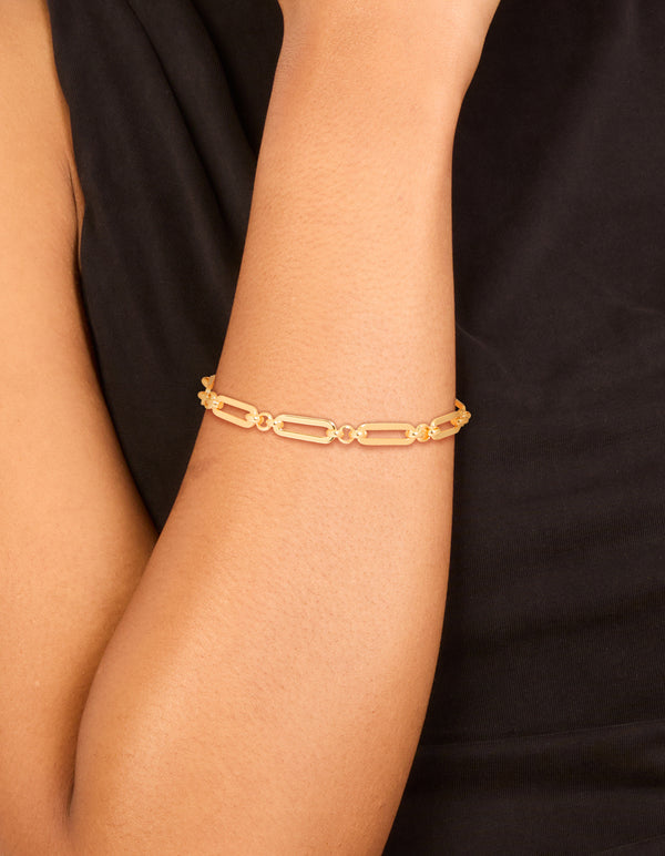 Waterproof Gold Plated Stainless Steel Open Oval Link Bracelet