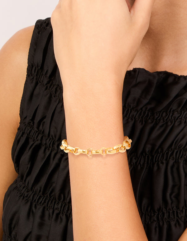Waterproof Gold Plated Stainless Steel Interlocking Chain Bracelet
