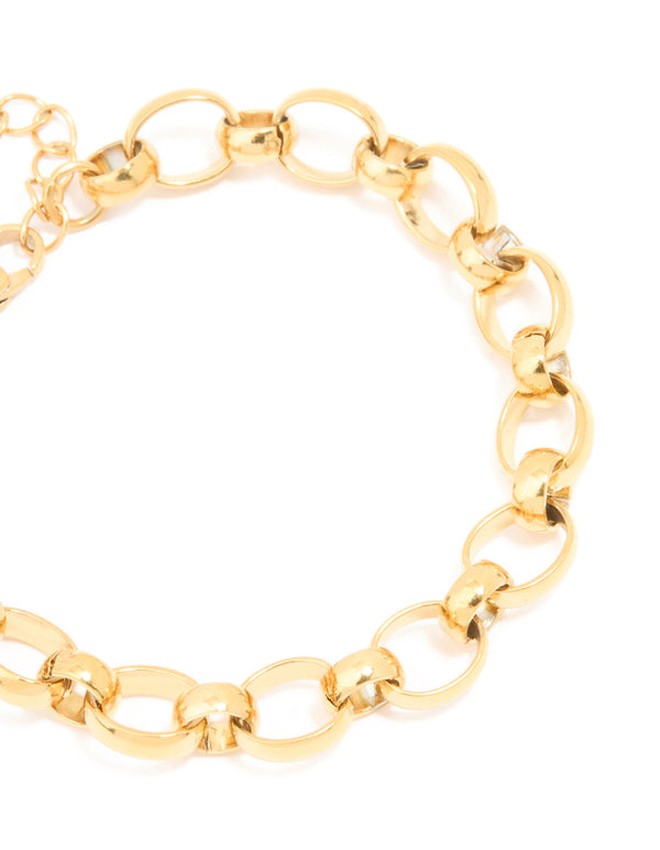 Waterproof Gold Plated Stainless Steel Interlocking Chain Bracelet