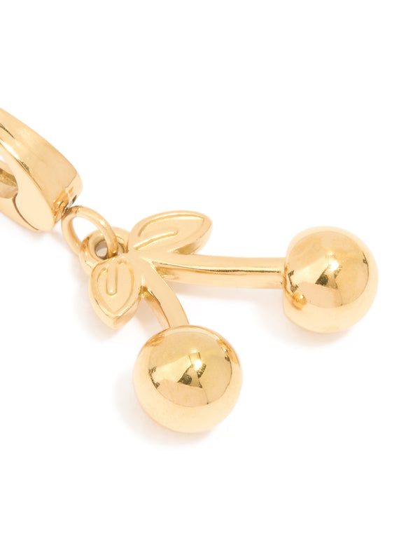 Waterproof Gold Plated Stainless Steel Bow Cherry Charm