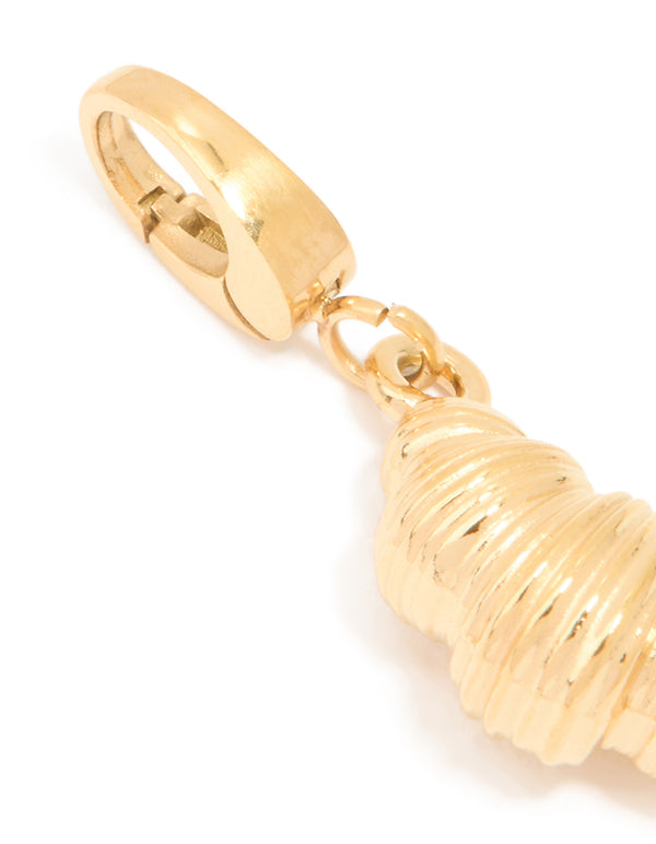 Designed with a food charm in waterproof gold plated stainless steel clasp detail view