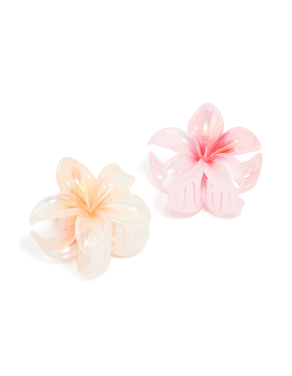 Pink & Yellow Frangipani Flower Medium Claw Clips 2-Pack