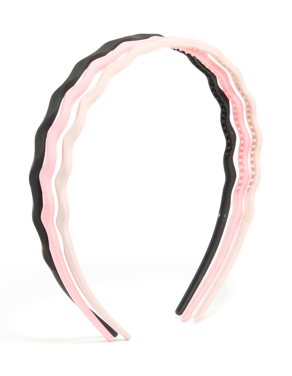 Black & Pink Wavy Basic Headbands 3-Pack