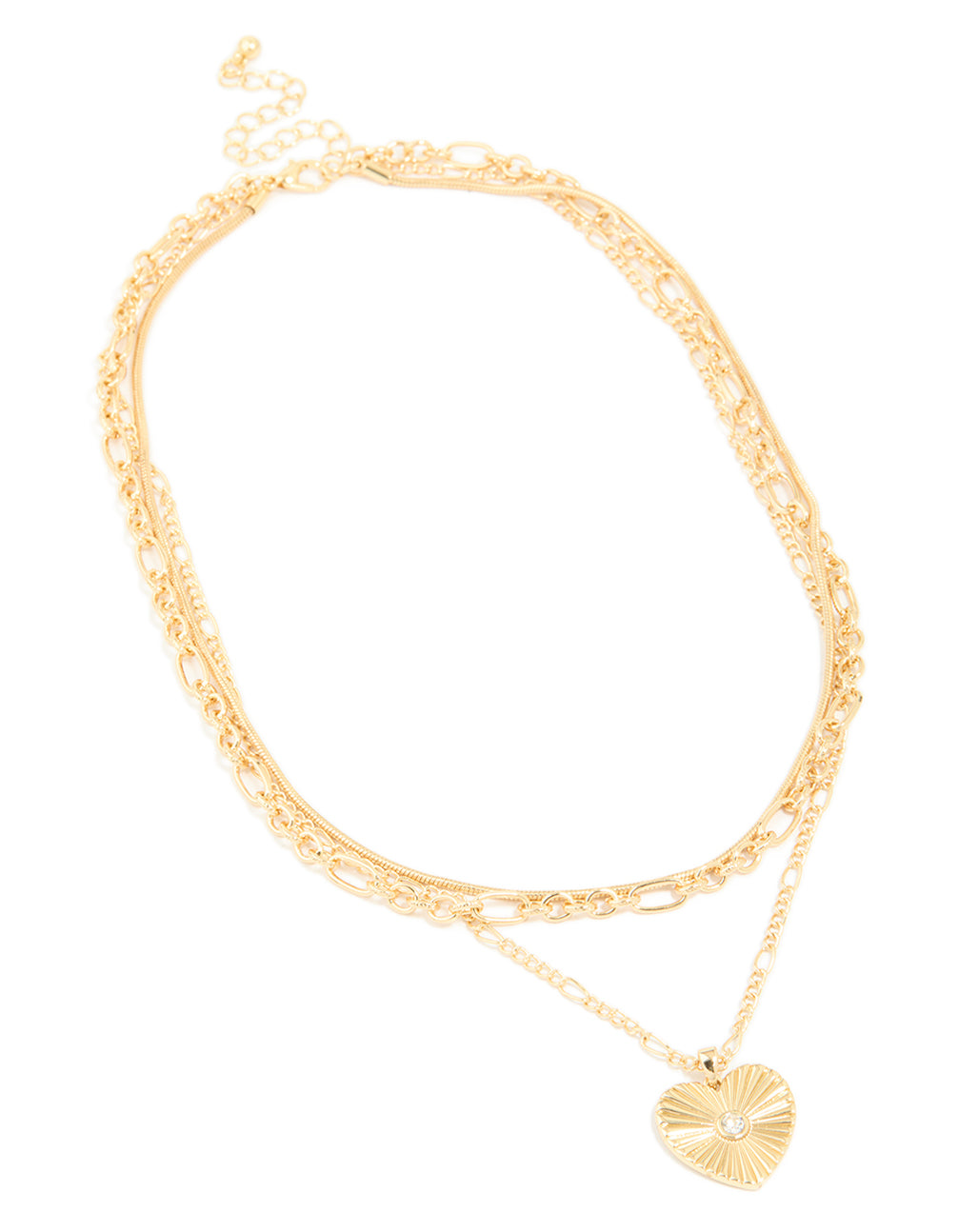 Gold Plated Heart Chain Layered Necklace