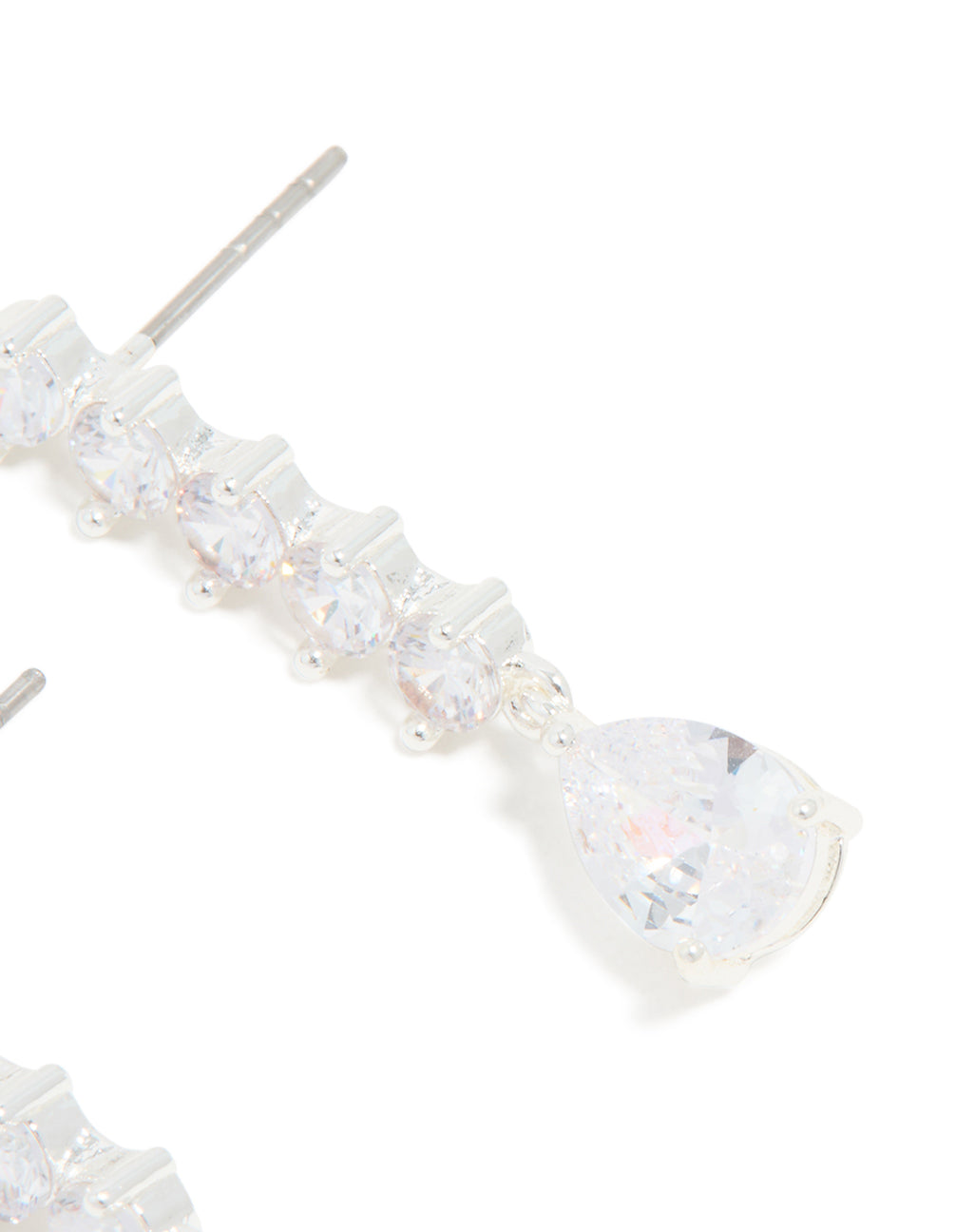Silver Plated Cubic Zirconia Lovely Pear Drop Earrings