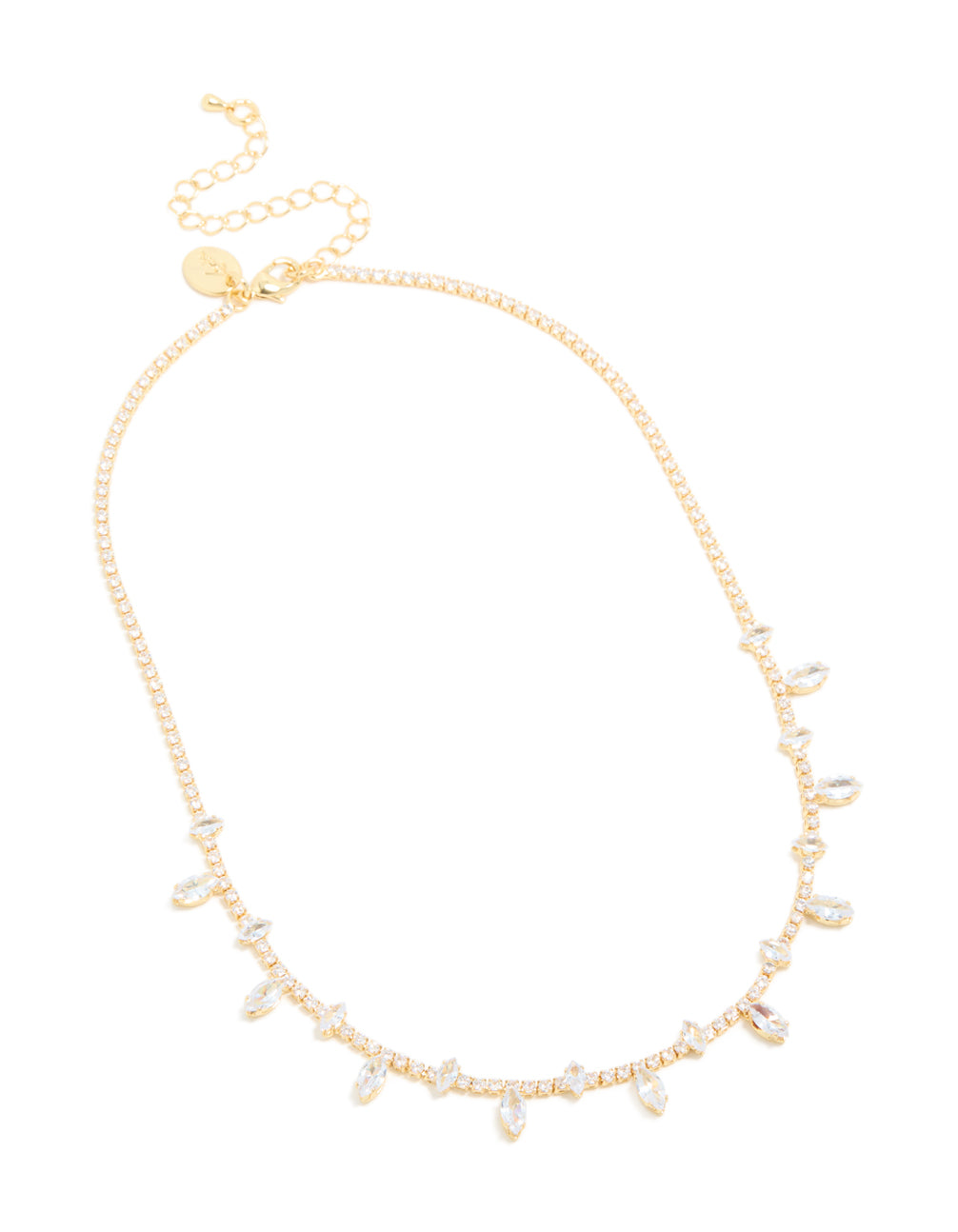 Gold Plated Cubic Zirconia Large Marquise Droplets Necklace