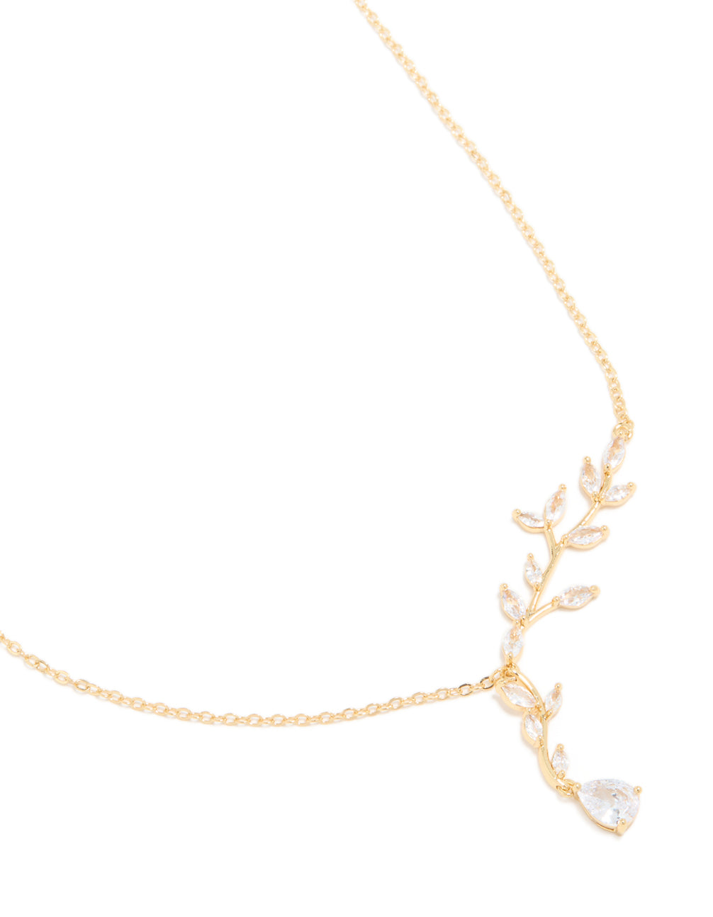 Gold Plated Cubic Zirconia Vine Pear Necklace