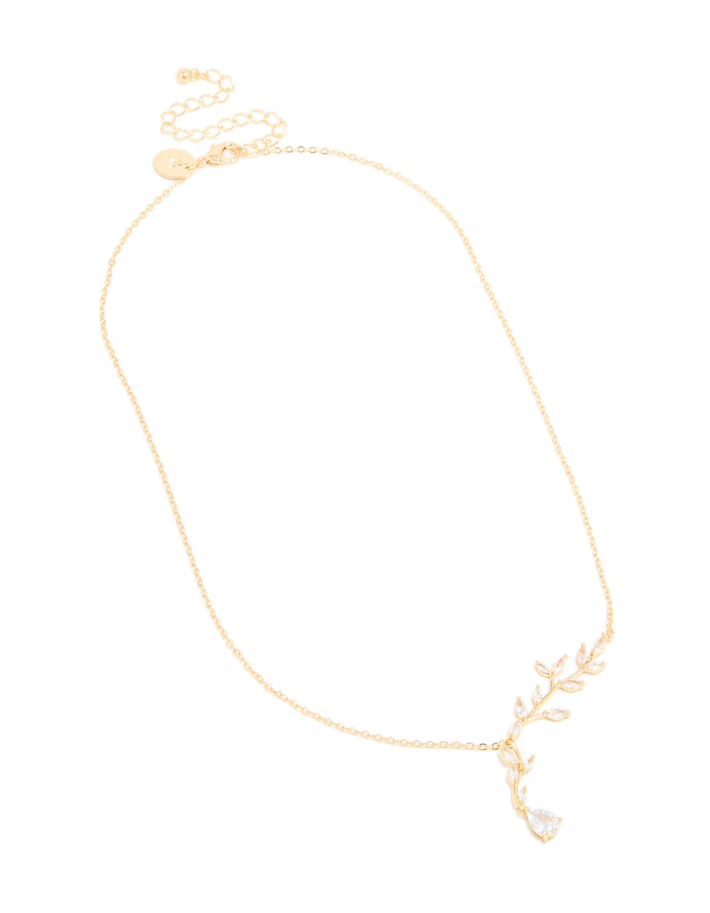 Gold Plated Cubic Zirconia Vine Pear Necklace