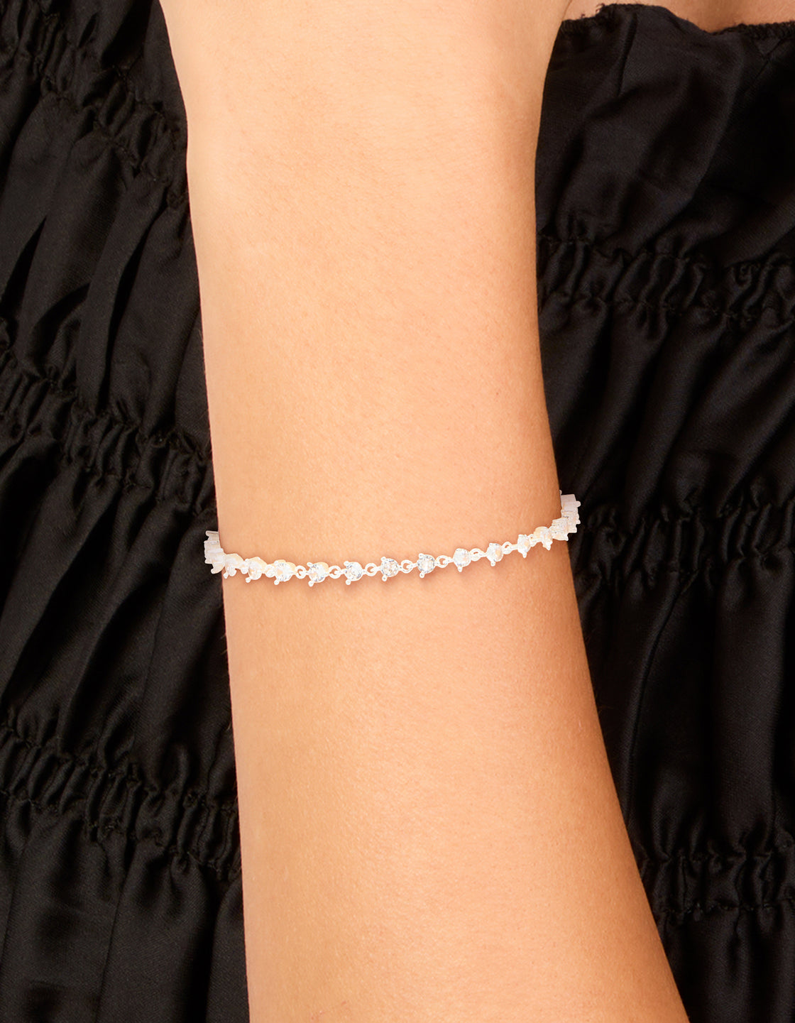 Silver Plated Cubic Zirconia Circular Tennis Bracelet