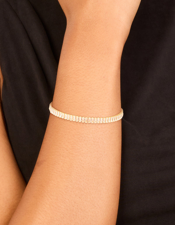 Gold Plated Cubic Zirconia Elegant Tennis Bracelet