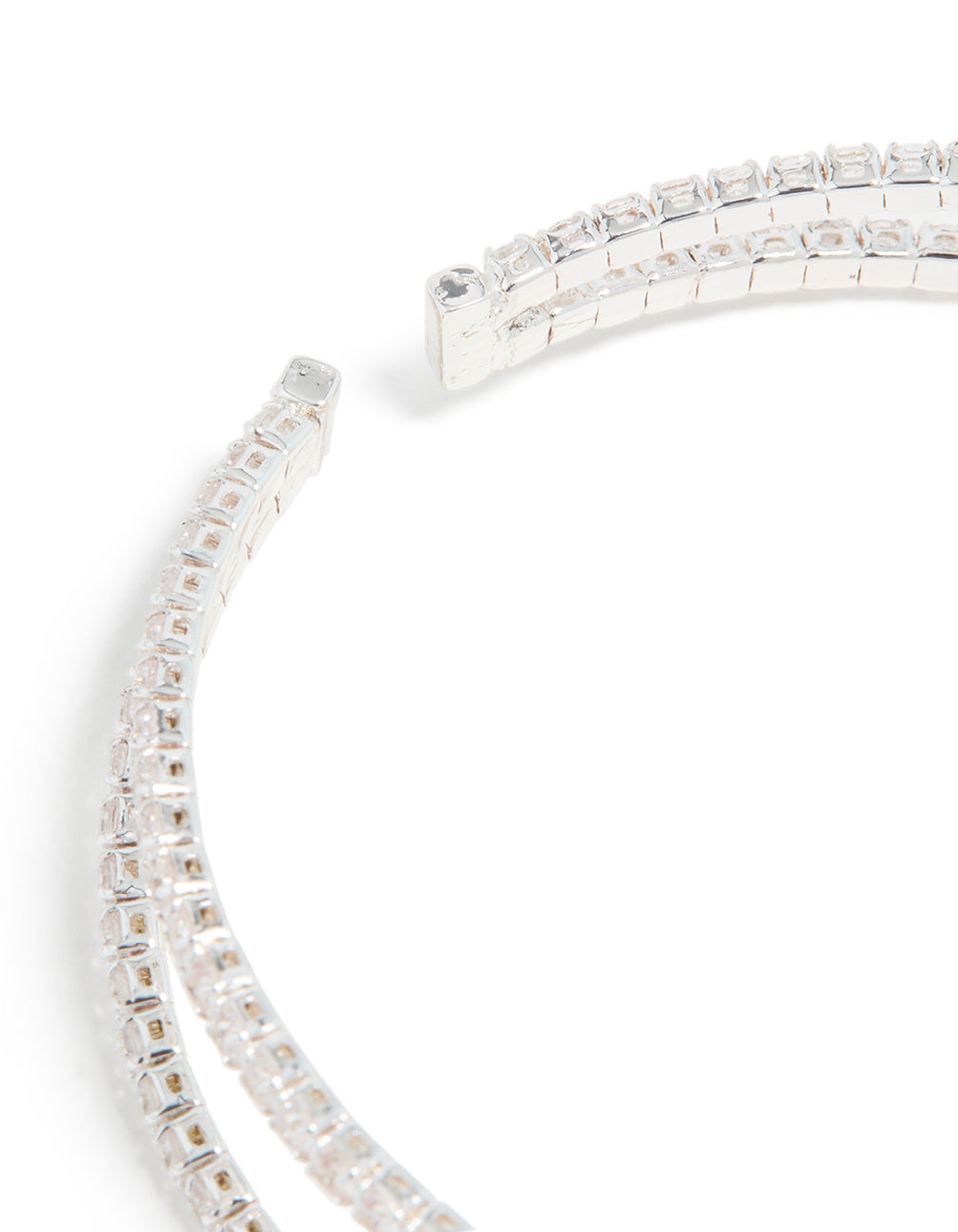 Silver Plated Cubic Zirconia Intersecting Wrist Cuff