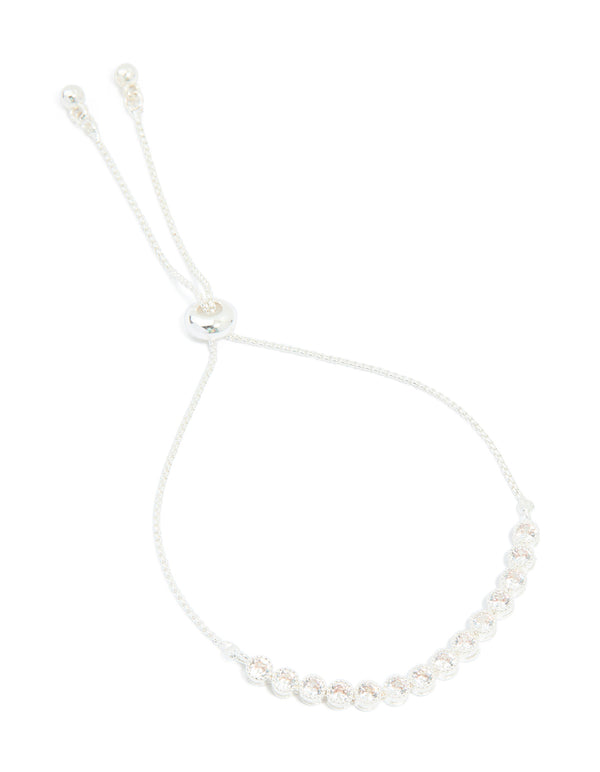 Silver Plated 13-Cubic Zirconia Statement Toggle Bracelet