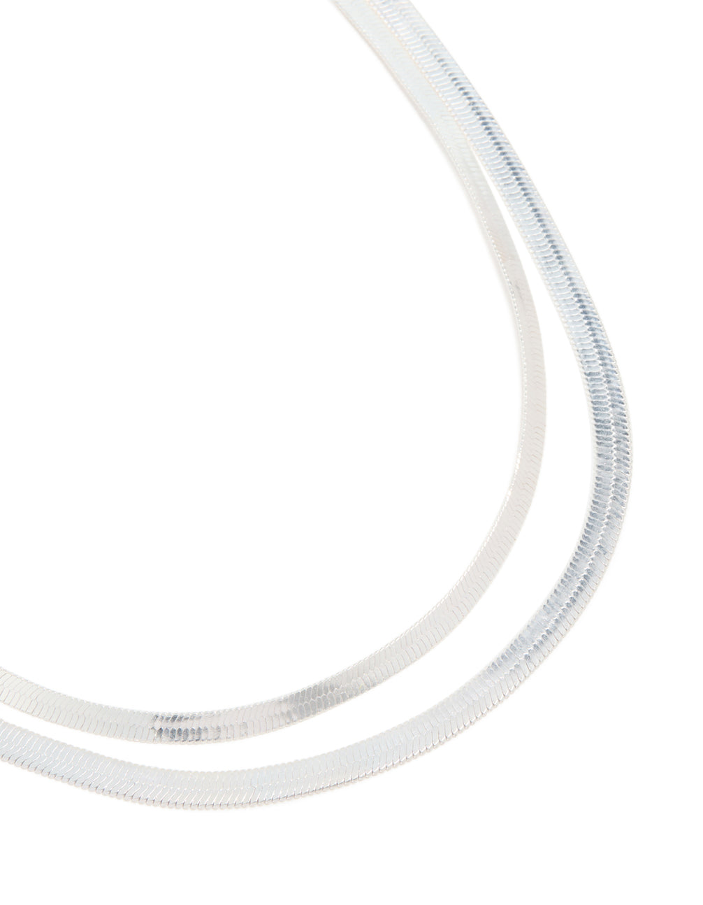 Silver Thick Snake Chain Layered Necklace