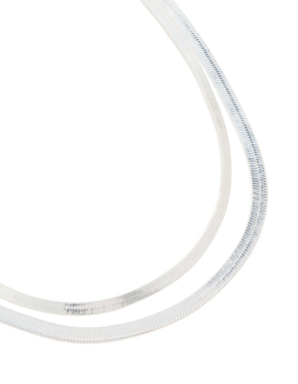 Silver Thick Snake Chain Layered Necklace