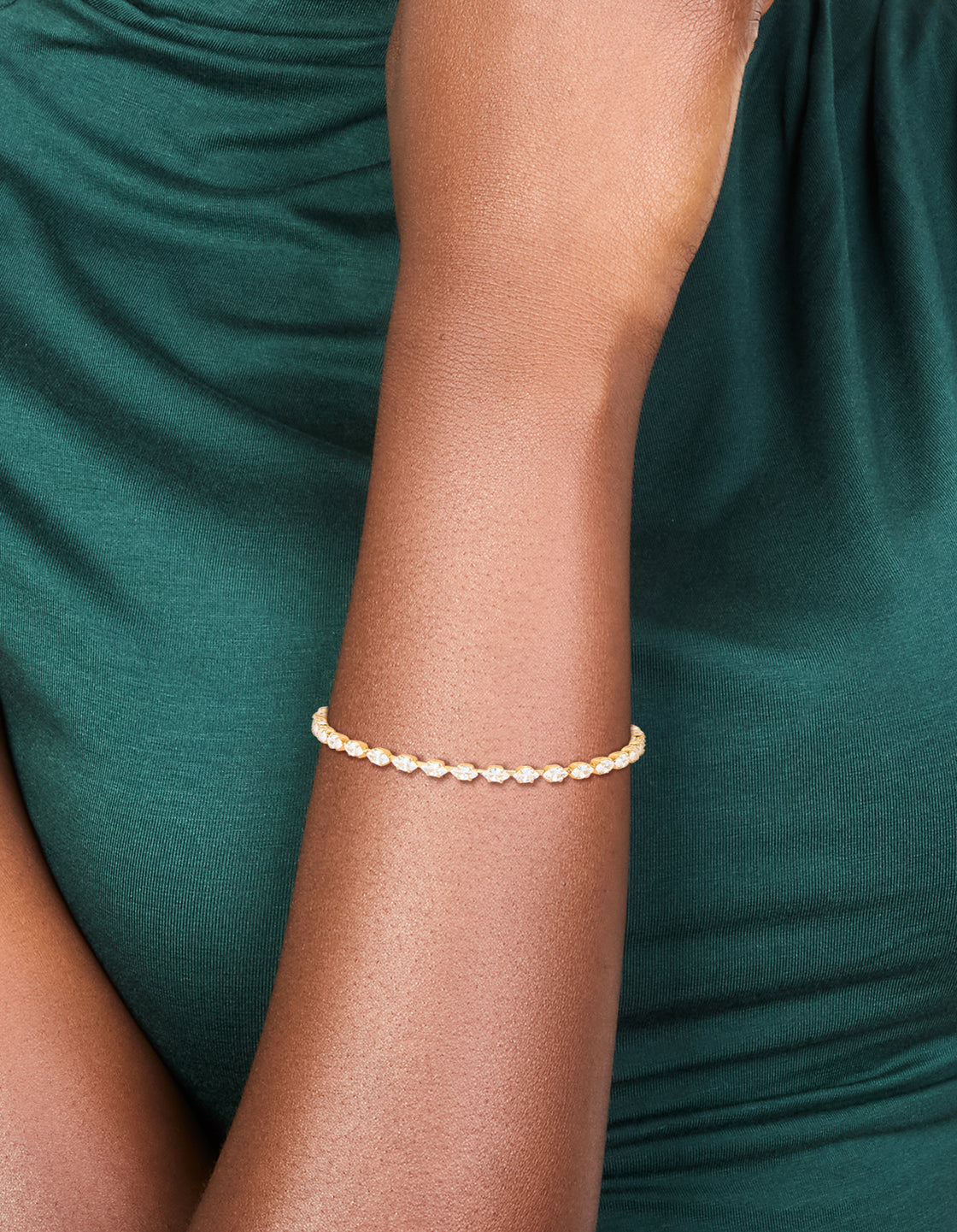 Gold Plated Cubic Zirconia Oval Tennis Bracelet