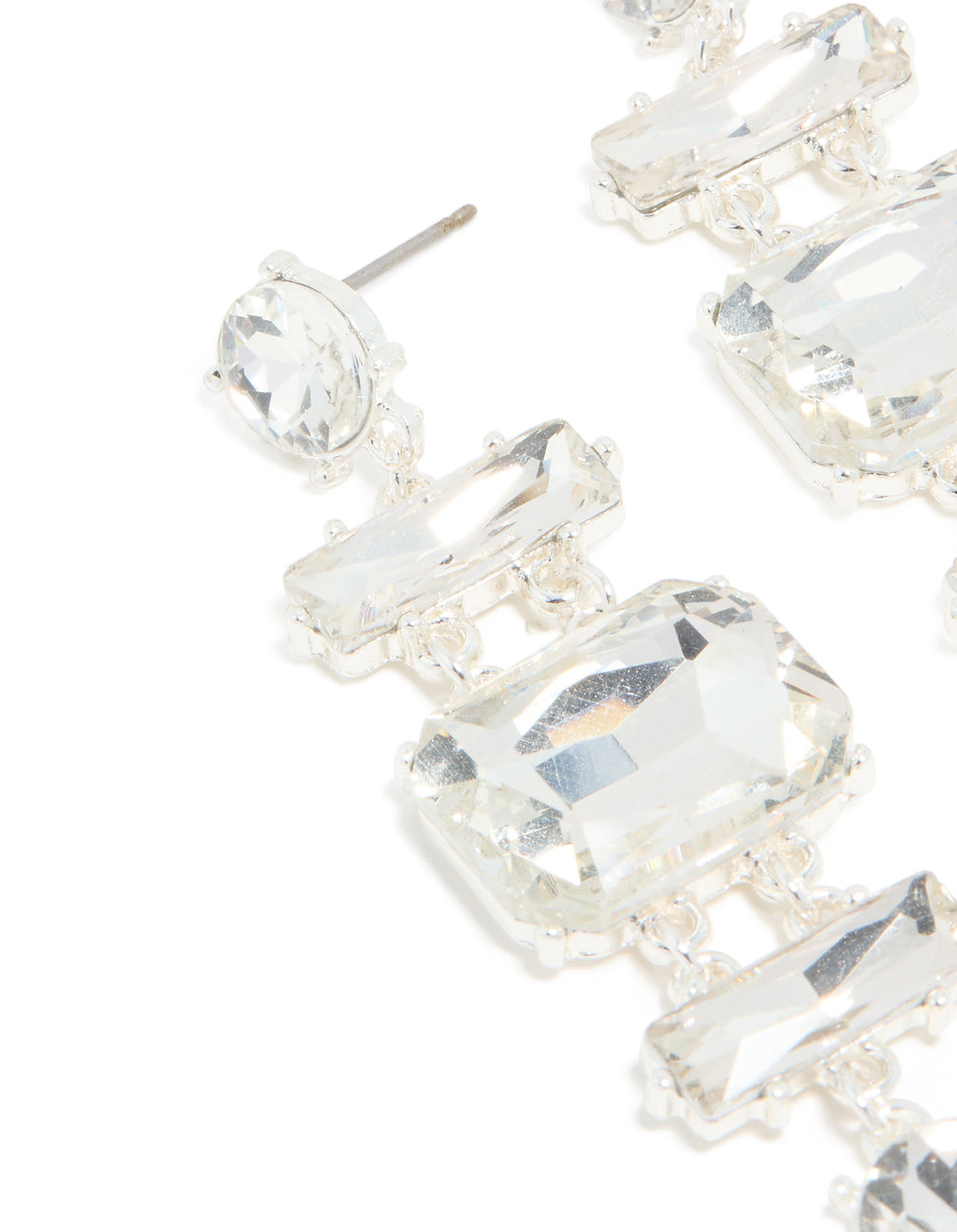 Silver Diamante Large Mixed Drop Earrings