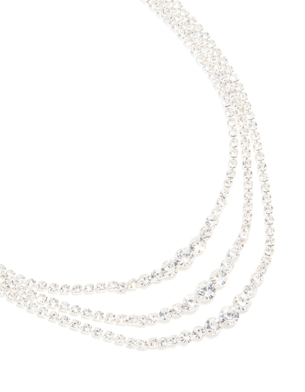 Silver Diamante Triple Layered Necklace